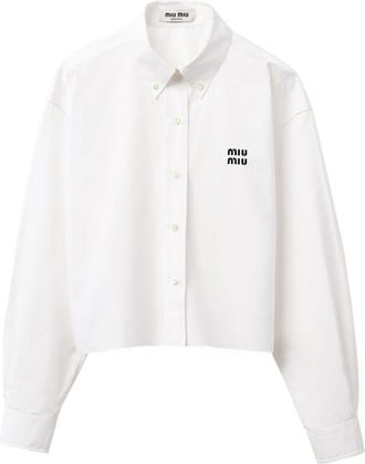 Miu Miu Cropped poplin shirt - Black