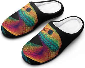 Generic Rainbow Colored Snake Funny Mens Cotton Slippers Shoes Novelty Soft Non-Slip Sole Home Shoe