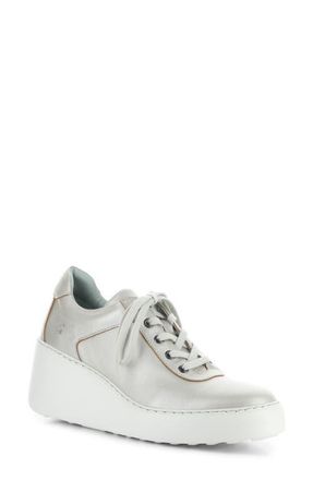 FLY London Dipo Wedge Sneaker in 005 Silver Dublin at Nordstrom, Size 10-10.5Us
