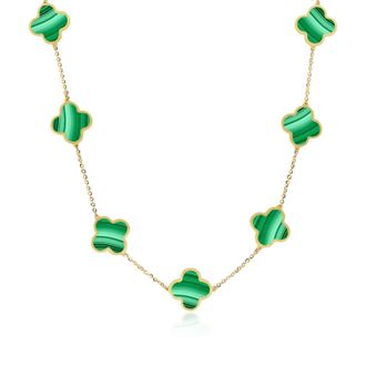 The Lovery Large Malachite Clover Necklace