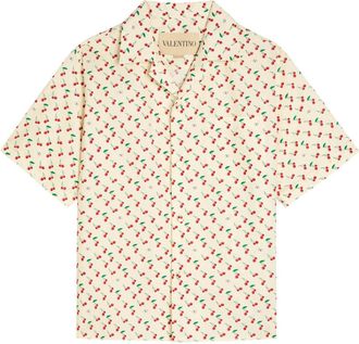Valentino Garavani Cherryfic Printed Cotton-poplin Shirt - Beige - 46 (IT46 / S)