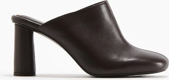 H&M Lederne Mules mit Absatz - Brown