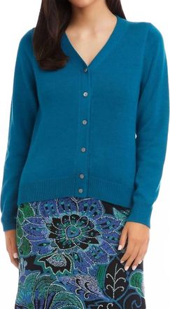 Karen Kane Long Sleeve Cardigan Sweater In Teal