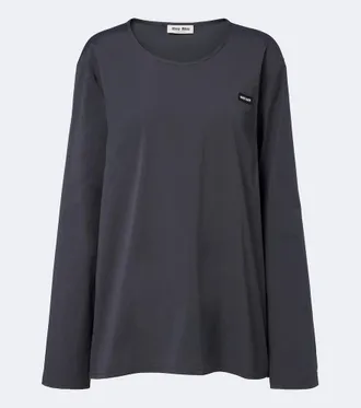 Miu Miu Cotton-blend poplin T-shirt