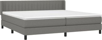 vidaXL Vidaxl - Cama Box Spring Con Colch&oacute;n Tela Gris Oscuro 200x200 Cm