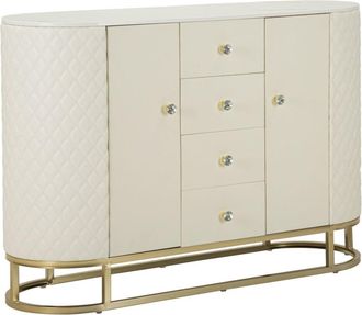 Mauro Ferretti Mueble de metal dorado y ecopiel crema cm 120x40x85