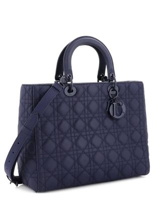 Dior Ultra Matte Lady Dior Bag Cannage Quilt Calfskin Large satchel - Blu