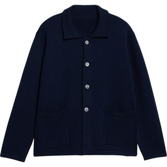 Fortela Beta Merino Wool Cardigan in Navy Blue at Nordstrom, Size X-Large