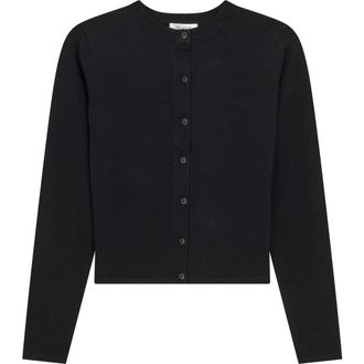 Vivid Cropped Ribbed Button Front Knit Cardigan in Black at Nordstrom, Size Xx-Small