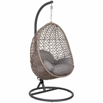 Wanderlust Deco Sill&oacute;n Colgante, Aluminio, Cojin Marr&oacute;n, D95x195, Asiento: 85x65x113cm