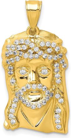 Diamond2Deal 10k Yellow Gold Cubic Zirconia Micropave Jesus Face Pendant