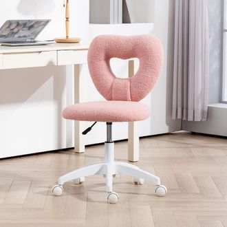 STILVORA Stilvora Sedia Da Ufficio Regolabile Con Schienale A Forma Di Cuore E Ruote, In Poliestere, Rosa