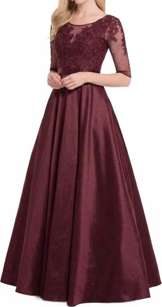 Alyce Paris Floral Embellished Ball Gown In Burgundy