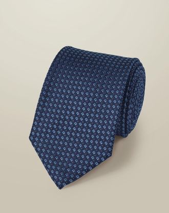 CHARLES TYRWHITT Silk Patterned Tie - Royal Blue Size OSFA by Charles Tyrwhitt