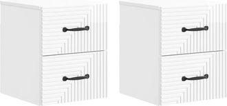 vidaXL Mesita De Noche De Pared 2 Uds. Brillante 34,5 X 33 X 40 Cm Vidaxl