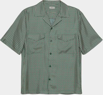 SIMKHAI Mens Clarke Printed Silk Camp Shirt