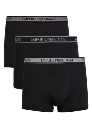 Emporio Armani Logo Stetch-cotton Trunks - set of Three - Black - Xxl