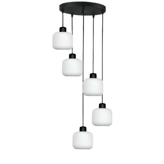 OEM L&aacute;mpara De Techo Colgante Negra Con Pantalla De Cristal Blanco, Beka Bianco 14-960