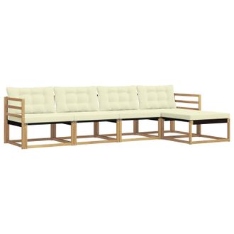 vidaXL Conjunto De Sof&aacute;s De Exterior Con Coj&iacute;n 5 Pcs Blanco Y Crema Vidaxl