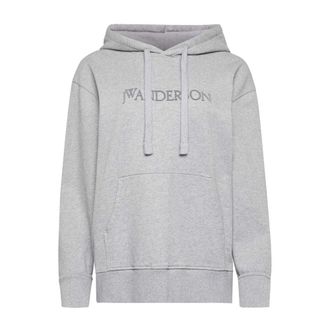 J.W.Anderson Logo Borduurwerk Unisex Hoodie - Dames - Hoodies - Grijs - XS - Katoen - Hoodies & sweatvesten