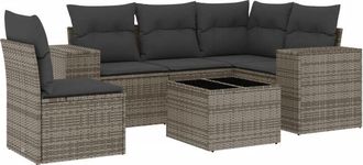 vidaXL Vidaxl - Set De Muebles De Jard&iacute;n 6 Pzas Y Cojines Rat&aacute;n Sint&eacute;tico Gris