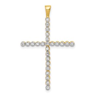 Diamond2Deal 14k Yellow Gold Rhodium Plated 1/4ct. Diamond Cross Pendant