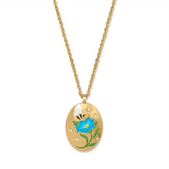Brighton Reverie Blue Flower Reversible Necklace In Multi