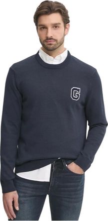 GANT Trui met ronde hals - Heren - Ronde hals truien - Blauw - S - Katoen - Truien & Vesten