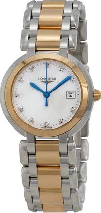 Longines Primaluna White Mother of Pearl Stainless Steel and 18kt Rose Gold Dial Ladies Watch L8.112.5.87.6