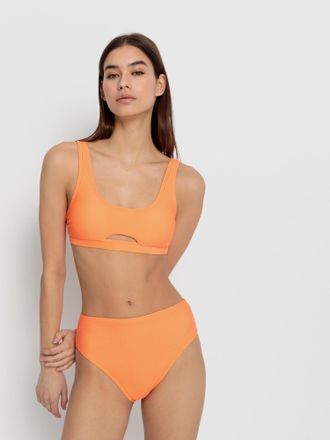 Lascana Bustier-Bikini-Top LSCN BY LASCANA Gina, Damen, Gr. 32, Cup A/B, orange (neon orange), Recycling-Polyamid, unifarben, Bikini-Oberteile Bustier-Bikini-