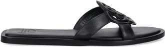 GANT leather logo-embossed flat sandals - women - Leather/Rubber/Leather - 37 - Black