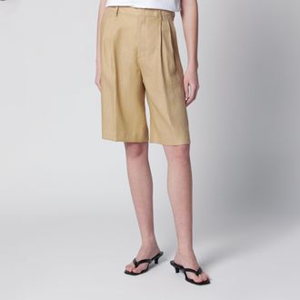 Tagliatore Effie tailored bermuda shorts in beige linen