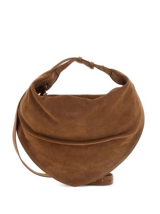 Federico Cina Tortellino suede draped shoulder bag - Brown
