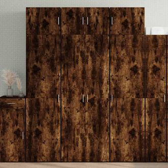 Berkfield Home Storage Cabinet Smoked Oak 70x42.5x225 cm Engineered Wood in Brown