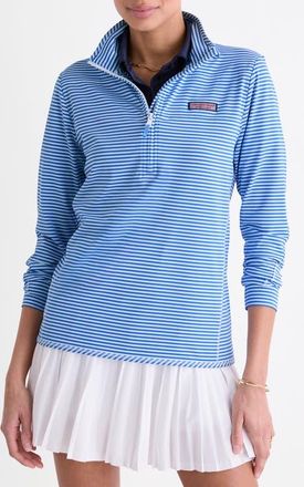 Vineyard Vines Microstripe Sankaty Half Zip Shep Shirt in Stripe- Blue/White at Nordstrom, Size X-Large
