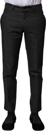 Dolce & Gabbana Mens Gray Cotton Patterned Formal Pants