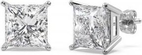 Allurez 2.00ct. Princess Lab Diamond Stud Earrings 18kt White Gold (F-G, VS1)