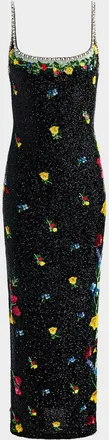 Alice & Olivia Julia Beaded Floral Sequin Column Gown