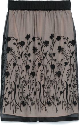 P.A.R.O.S.H. Gonna midi con ricamo a fiori - Nero