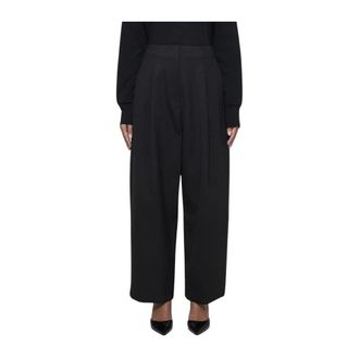 STUDIO NICHOLSON Wide Trousers, female, Black, Size: S Ansell Wide Leg Wool Trousers