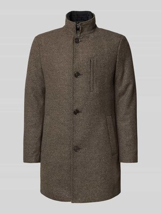 Mc Neal Regular Fit Wollmantel mit Stehkragen in Dunkelbraun Melange, Gr&ouml;&szlig;e XXXL