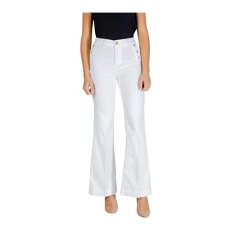 Liu Jo Wide Trousers, female, White, Size: W27 Zip and Button Front Pocket Trousers