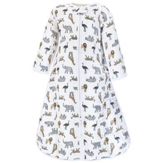 Hudson Baby Long-Sleeved Muslin Wearable Sleep Garment in Modern Safari at Nordstrom