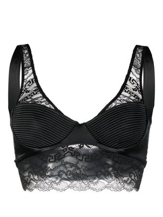 Versace Greca-detail lace brallete - Black