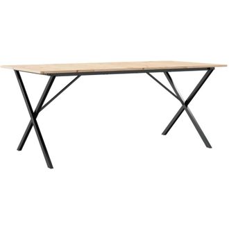 vidaXL Vidaxl - Mesa De Comedor Marco X Madera Maciza Pino Y Acero 180x90x75cm