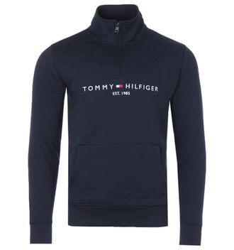 Tommy Hilfiger Mens Half Zip Sweatshirt in Navy - Blue Cotton - Size X-Large