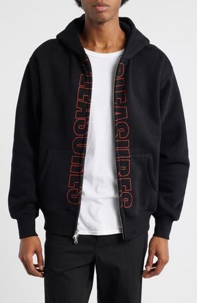 Pleasures Impact Zip Graphic Hoodie in Black at Nordstrom, Size Xx-Large