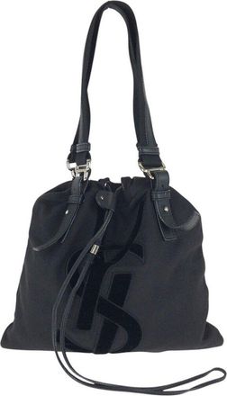 Saint Laurent Black Canvas Kahala Drawstring Bag (Authentic Pre-Loved)