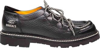 Doucal's Black Textured Leather Lace-Up Shoes