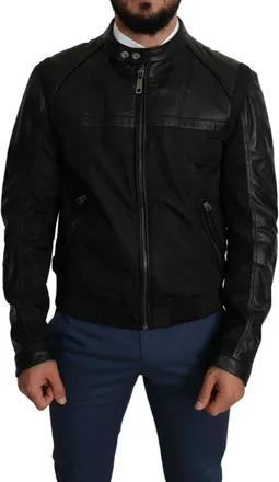 Dolce & Gabbana Leren Mouwen Jacket Zwart